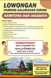 PENGUMUMAN PENGISIAN PAMONG KALURAHAN (JAGABAYA DAN KAMITUWA KALURAHAN GIRING 